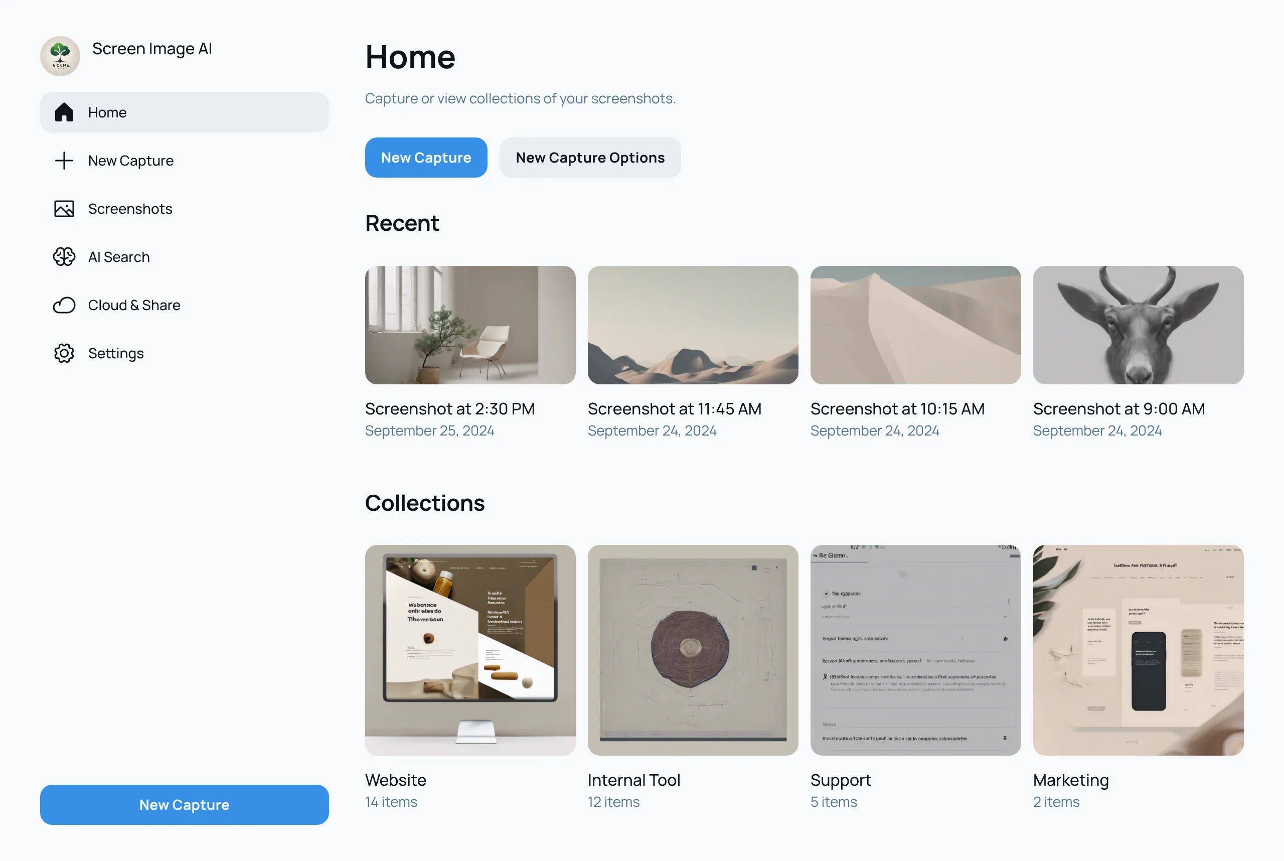 Screen Image AI Desktop Interface
